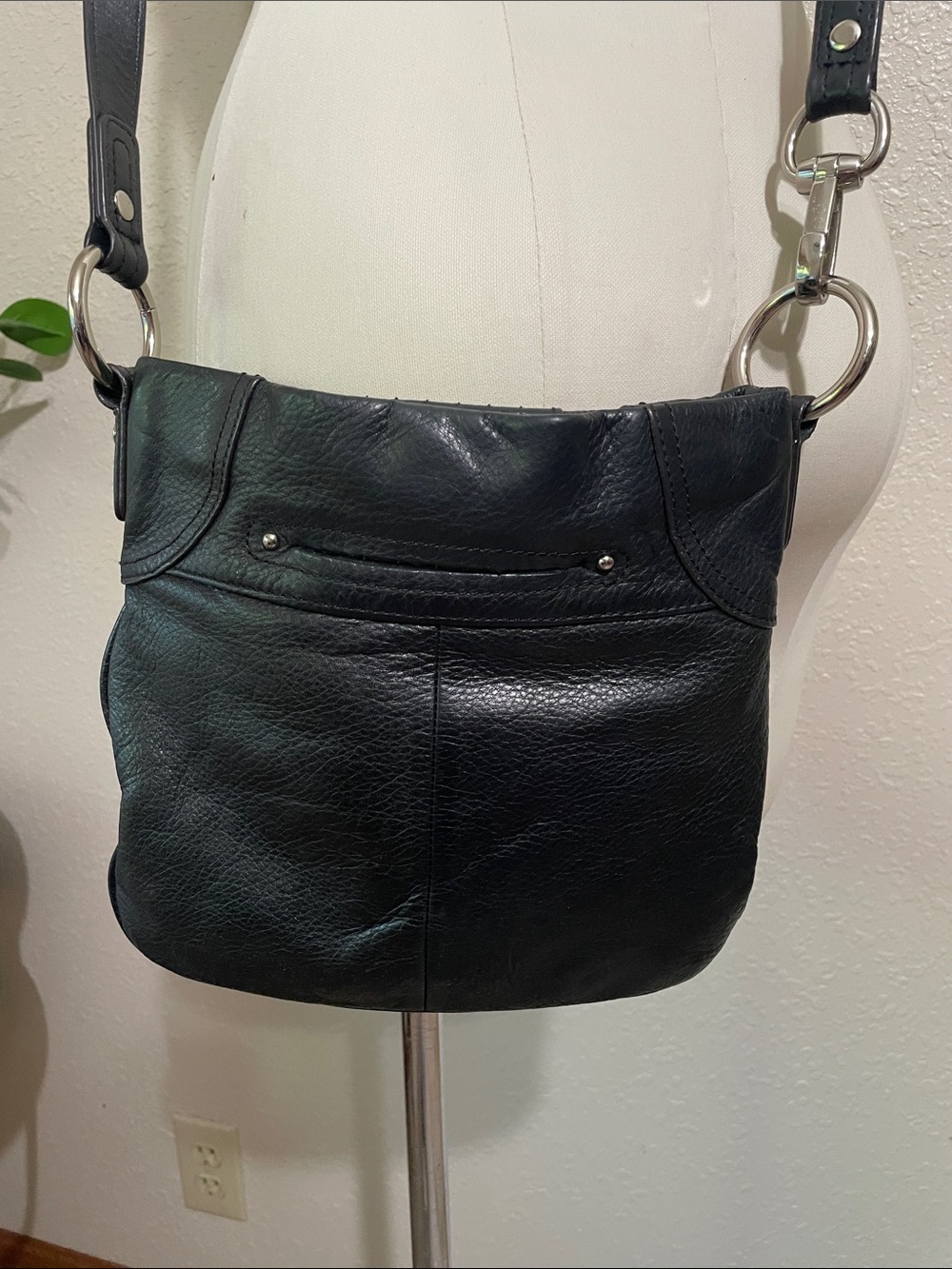 B. Makowsky Leather Crossbody or Shoulder Bag - Black